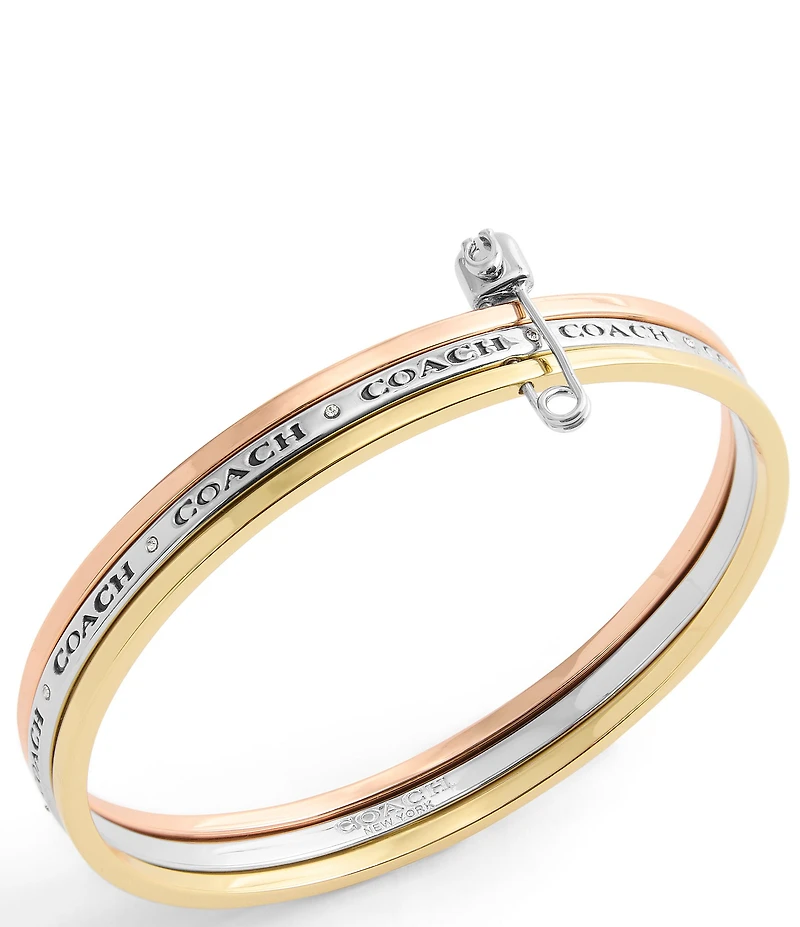 COACH Signature Safety Pin Bangle Bracelet Set