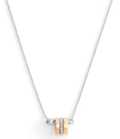 COACH Signature Safety Pin Rondelle Short Pendant Necklace