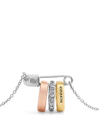 COACH Signature Safety Pin Rondelle Short Pendant Necklace