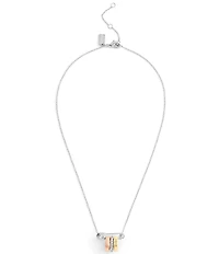 COACH Signature Safety Pin Rondelle Short Pendant Necklace
