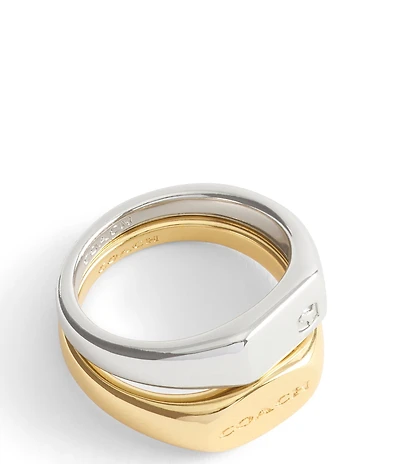 COACH Signature Signet Duo Band Ring Set