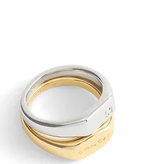 COACH Signature Signet Duo Band Ring Set