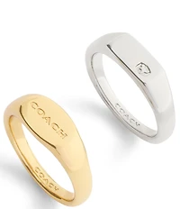 COACH Signature Signet Duo Band Ring Set