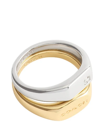 COACH Signature Signet Duo Band Ring Set