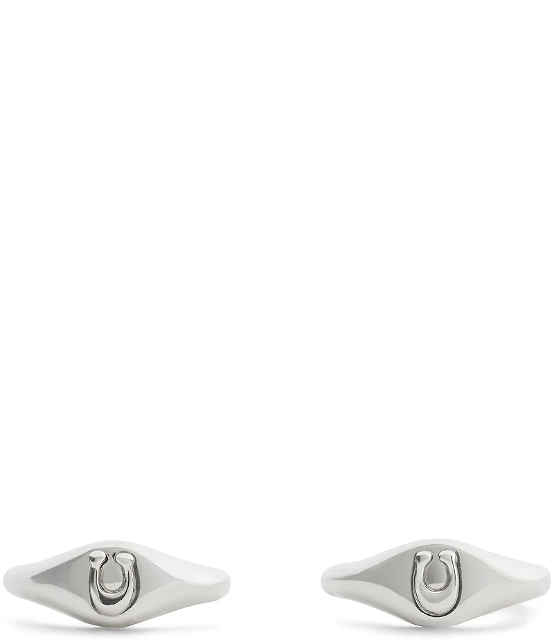 COACH Signature Signet Huggie Hoop Earrings