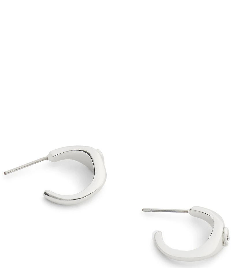 COACH Signature Signet Huggie Hoop Earrings