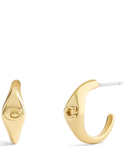 COACH Signature Signet Huggie Hoop Earrings