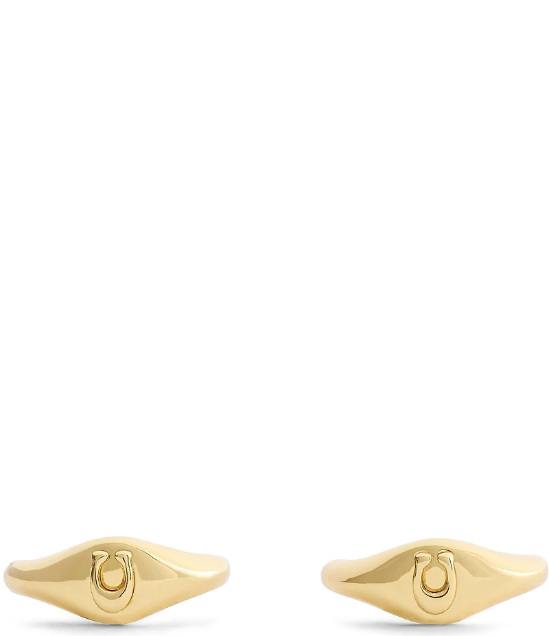 COACH Signature Signet Huggie Hoop Earrings