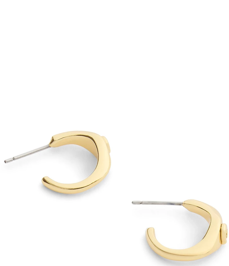 COACH Signature Signet Huggie Hoop Earrings