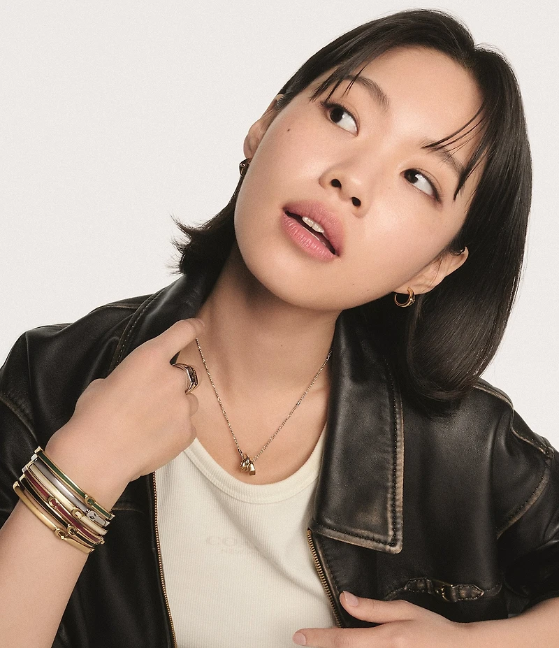 COACH Signature Signet Huggie Hoop Earrings