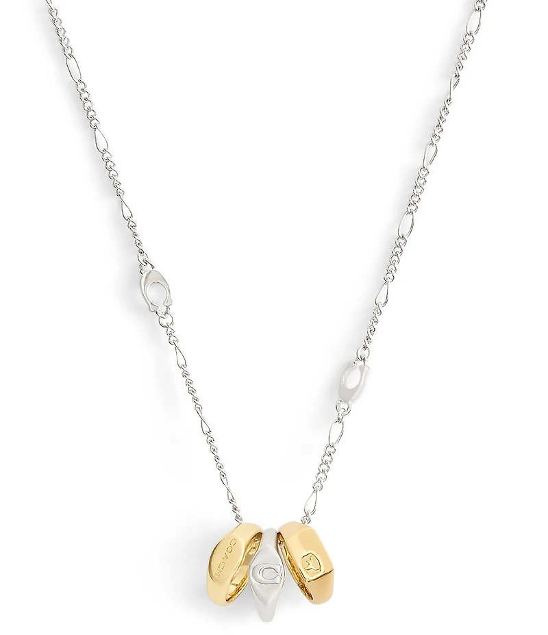 COACH Signature Signet Rondelle Short Pendant Necklace