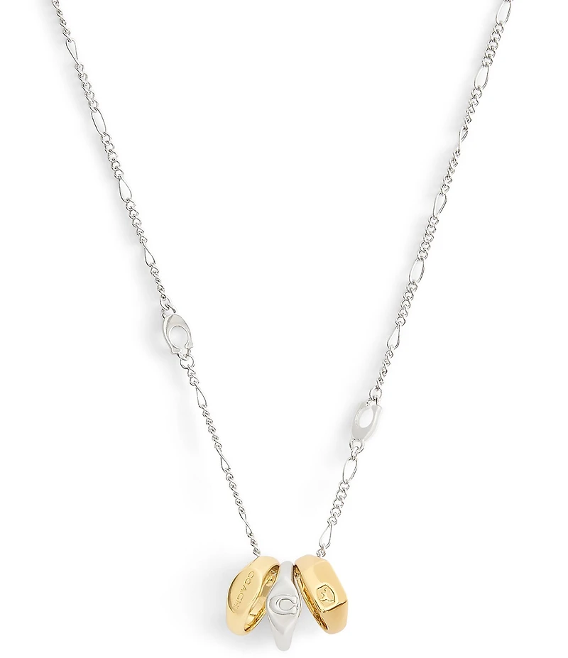 COACH Signature Signet Rondelle Short Pendant Necklace