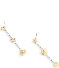 COACH Signature Tea Rose & Heart Linear Earrings