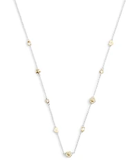 COACH Signature Tea Rose & Heart Strand Collar Necklace