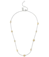 COACH Signature Tea Rose & Heart Strand Collar Necklace