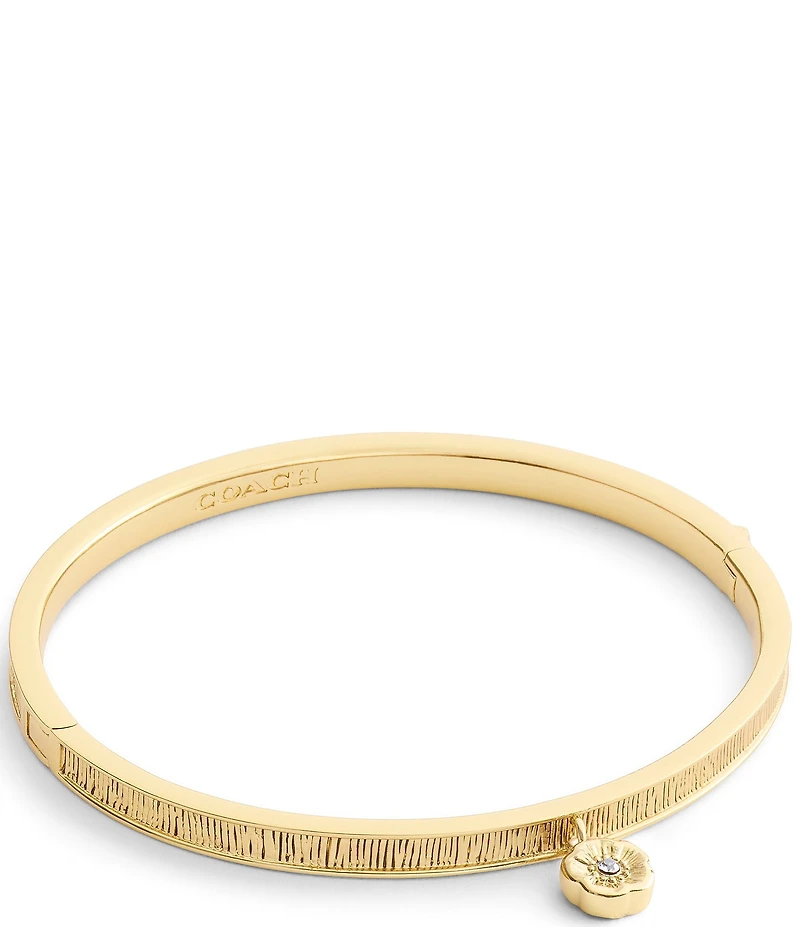 COACH Signature Tea Rose Charm Bangle Bracelet