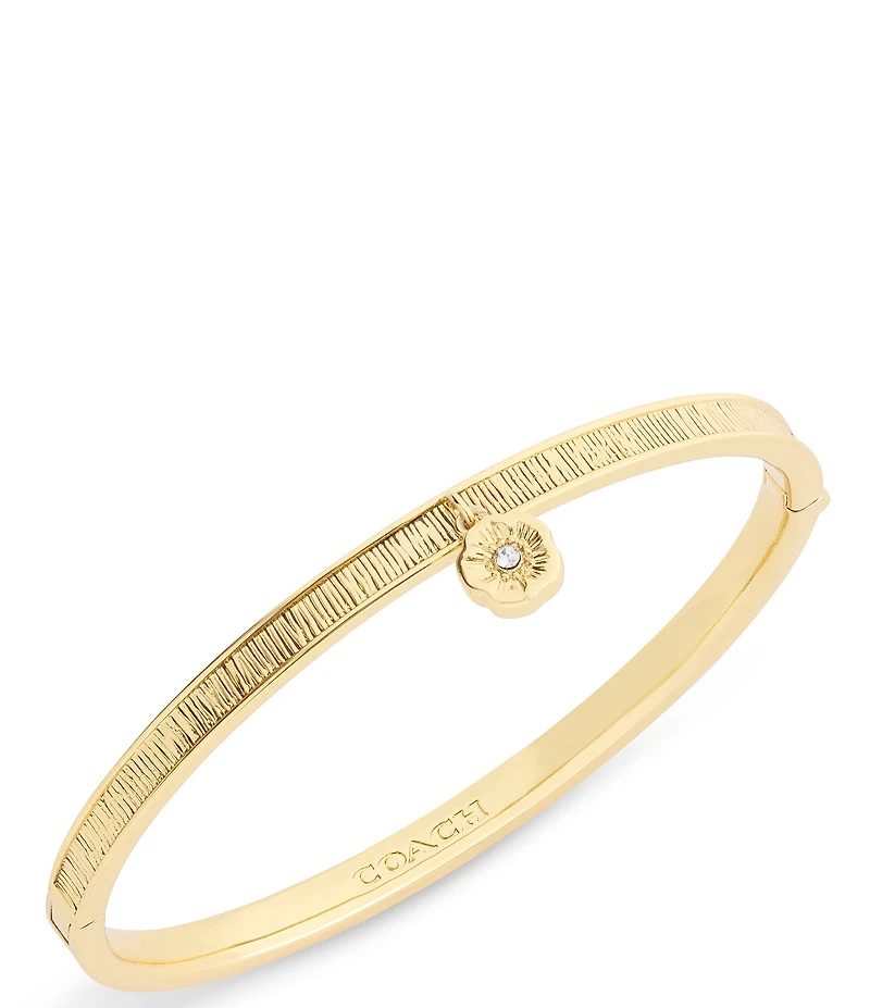 COACH Signature Tea Rose Charm Bangle Bracelet