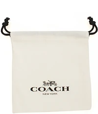COACH Signature Tea Rose Charm Huggie Hoop Drop Earrings