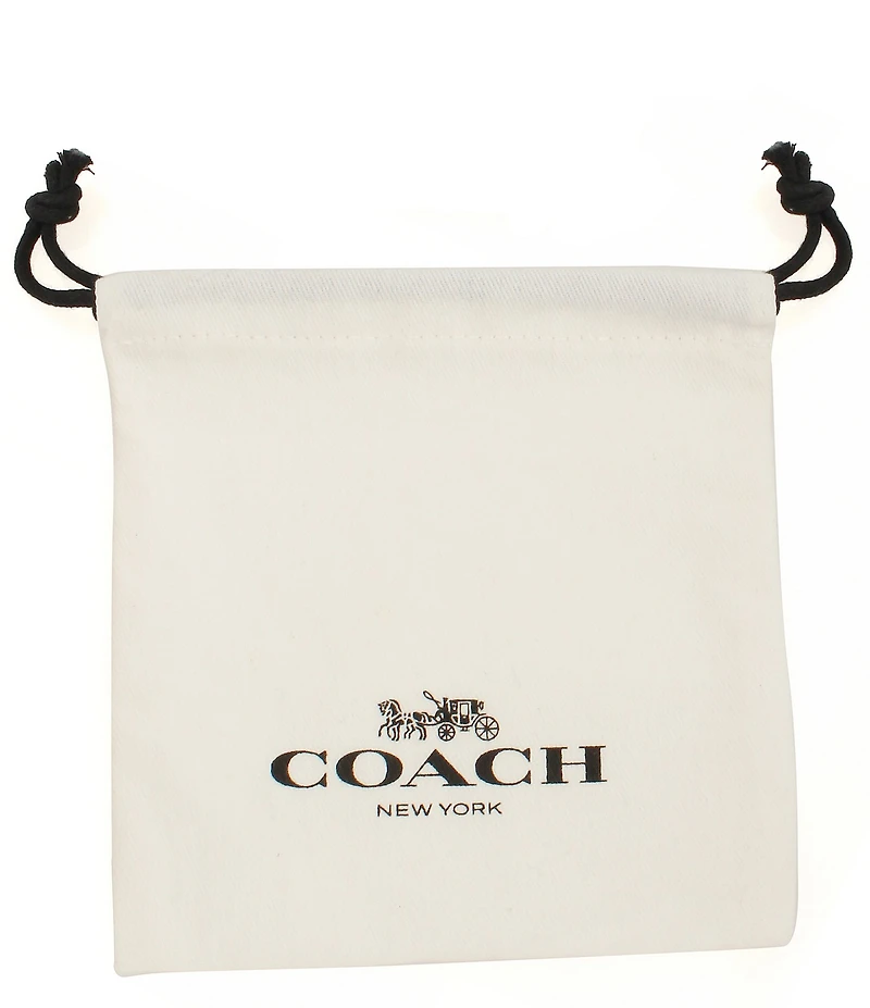 COACH Signature Tea Rose Charm Huggie Hoop Earrings