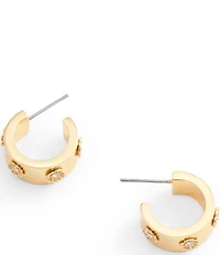 COACH Signature Tea Rose Enamel Huggie Hoop Earrings