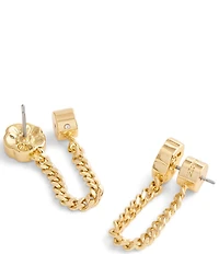 COACH Signature Tea Rose Chain Front Back Earrings