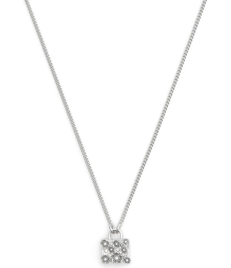 COACH Signature Tea Rose Handbag Short Pendant Necklace