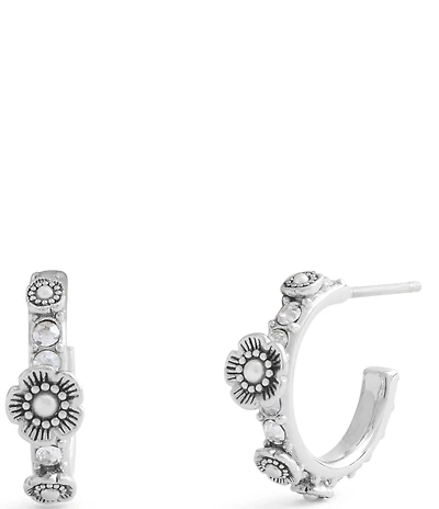 COACH Signature Tea Rose Huggie Hoop Earrings