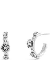 COACH Signature Tea Rose Huggie Hoop Earrings