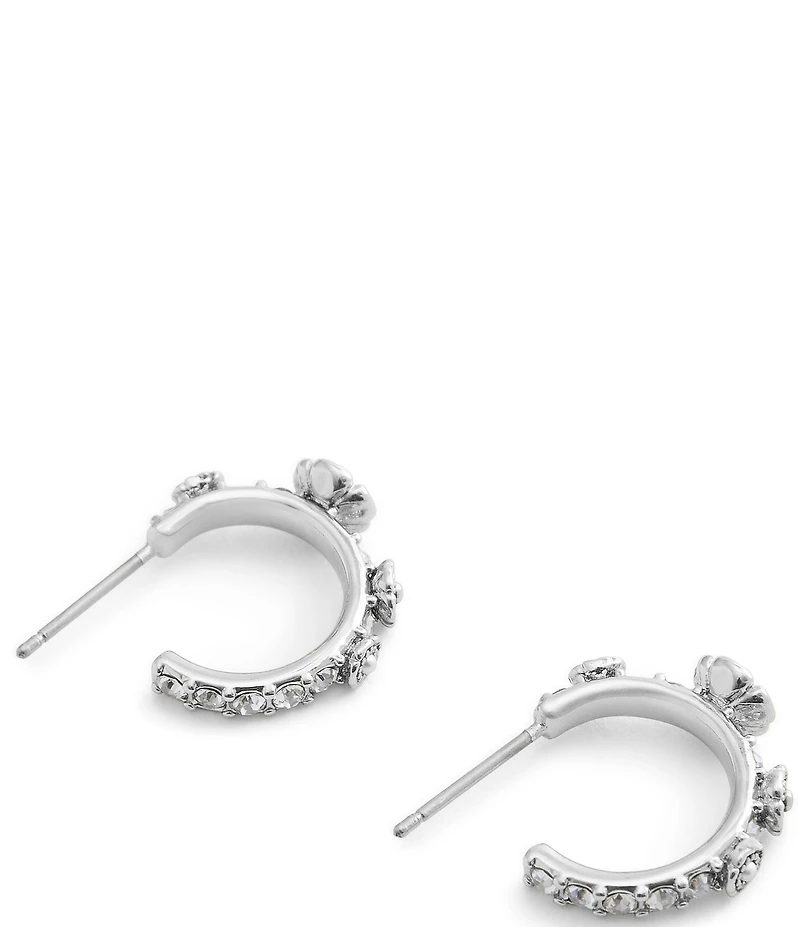 COACH Signature Tea Rose Huggie Hoop Earrings