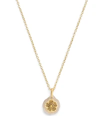 COACH Signature Tea Rose Lucite Short Pendant Necklace