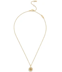 COACH Signature Tea Rose Lucite Short Pendant Necklace