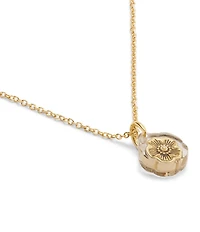 COACH Signature Tea Rose Lucite Short Pendant Necklace