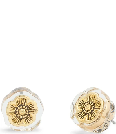 COACH Signature Tea Rose Lucite Stud Earrings