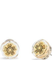 COACH Signature Tea Rose Lucite Stud Earrings