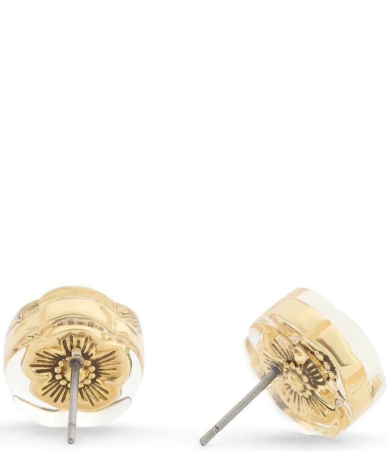 COACH Signature Tea Rose Lucite Stud Earrings