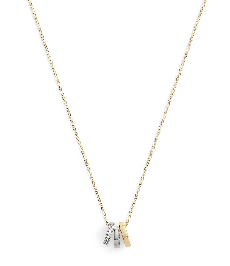 COACH Signature Tea Rose Rondelle Two Tone Short Pendant Necklace