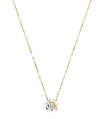 COACH Signature Tea Rose Rondelle Two Tone Short Pendant Necklace