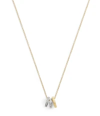 COACH Signature Tea Rose Rondelle Two Tone Short Pendant Necklace