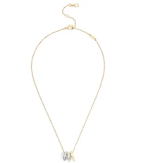 COACH Signature Tea Rose Rondelle Two Tone Short Pendant Necklace