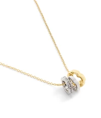COACH Signature Tea Rose Rondelle Two Tone Short Pendant Necklace