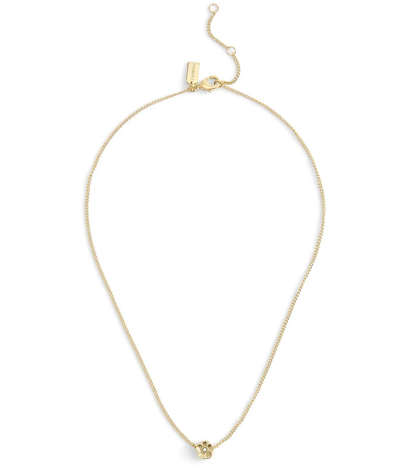 COACH Signature Tea Rose Short Pendant Necklace