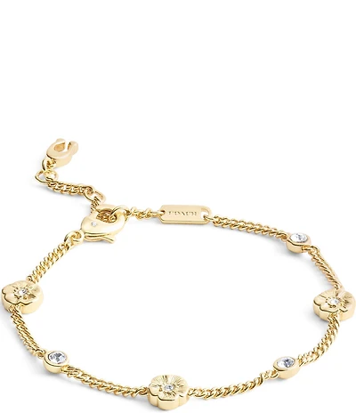 COACH Signature Tea Rose Strand Line Bracelet