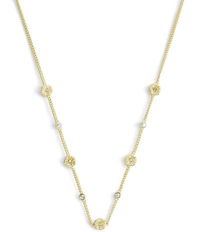 COACH Signature Tea Rose Strand Short Pendant Necklace