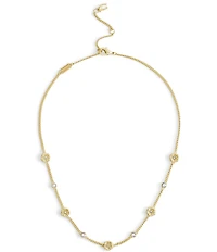 COACH Signature Tea Rose Strand Short Pendant Necklace