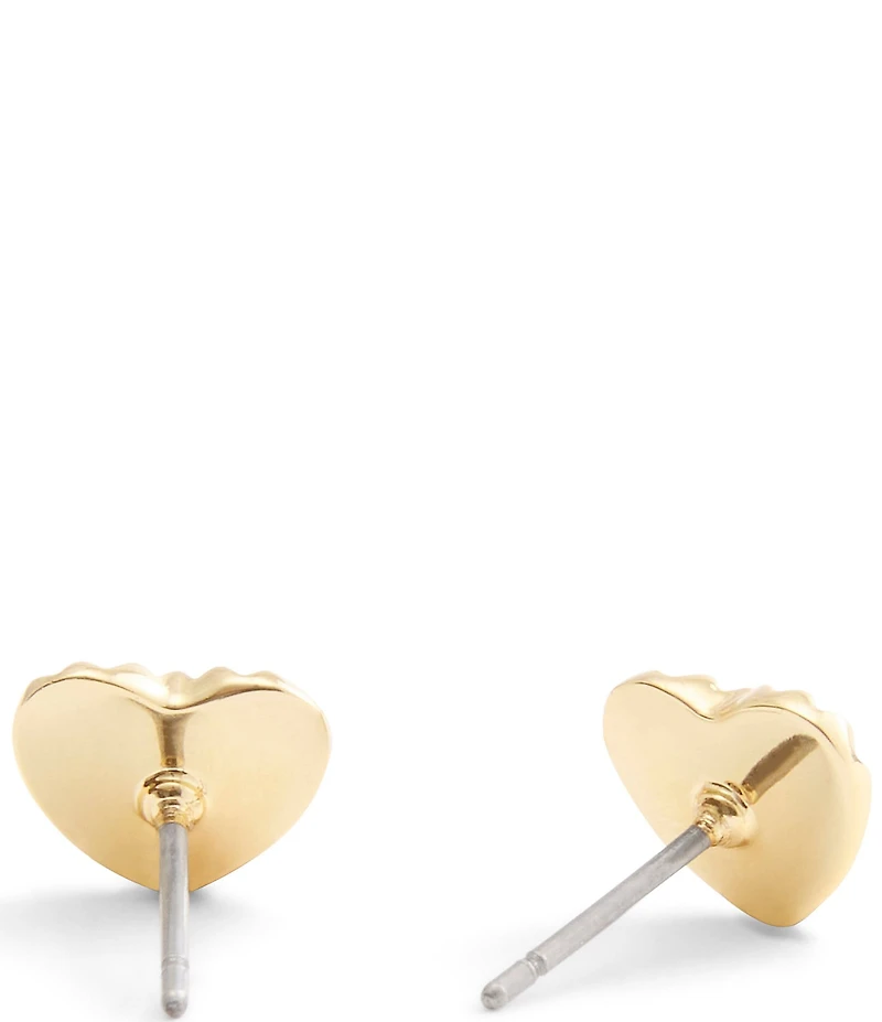 COACH Signature Textured Heart Stud Earrings
