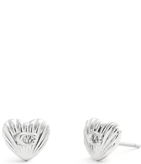 COACH Signature Textured Heart Stud Earrings