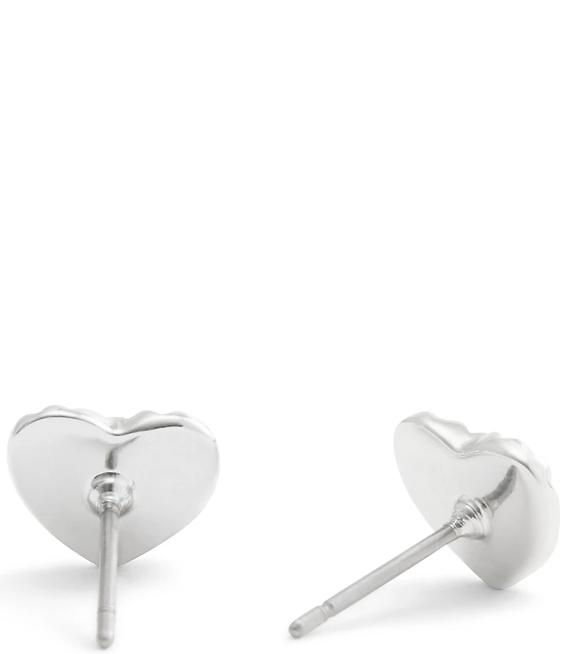 COACH Signature Textured Heart Stud Earrings