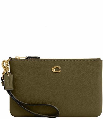 COACH Small Polished Pebble Leather Wristlet