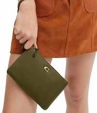 COACH Small Polished Pebble Leather Wristlet
