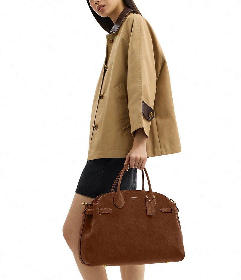 COACH Soft Empire 40 Carryall Suede Satchel Bag